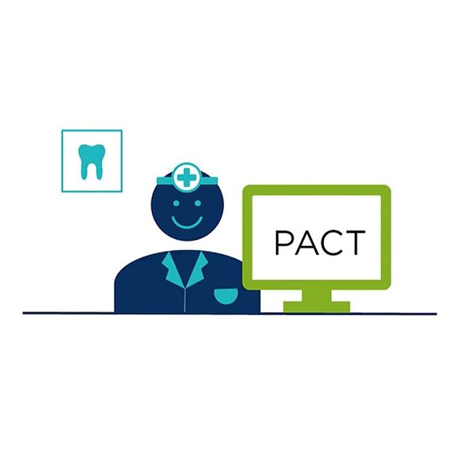 illustration icon of a doctor next to a computer screen that says PACT